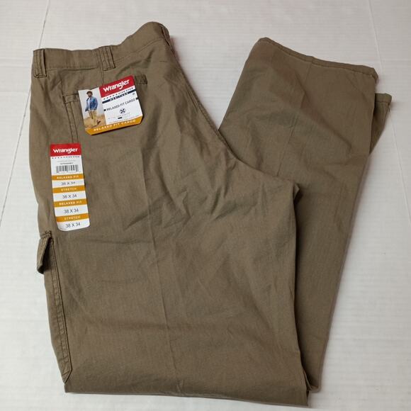 Wrangler Heritage Relaxed Fit Ripstop Cargo Pants Men's 38x34 Khaki Relaxed Fit - Picture 1 of 7